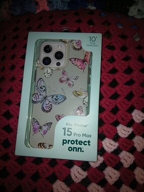 onn. Butterfly Clear iPhone 15 Pro Max Case — Pink, Purple, Blue, Yellow